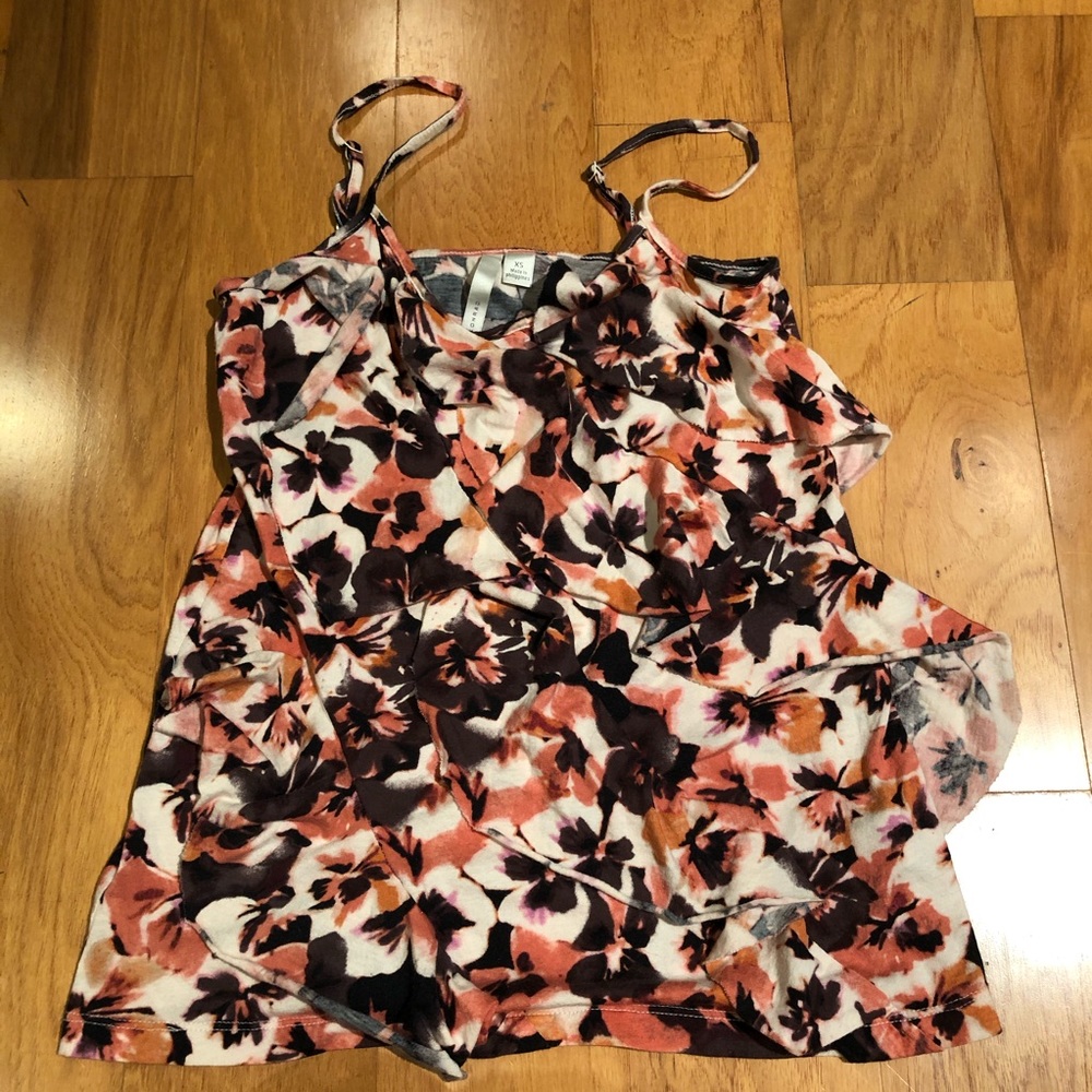 LC Lauren Conrad Ruffle Floral Tank Top